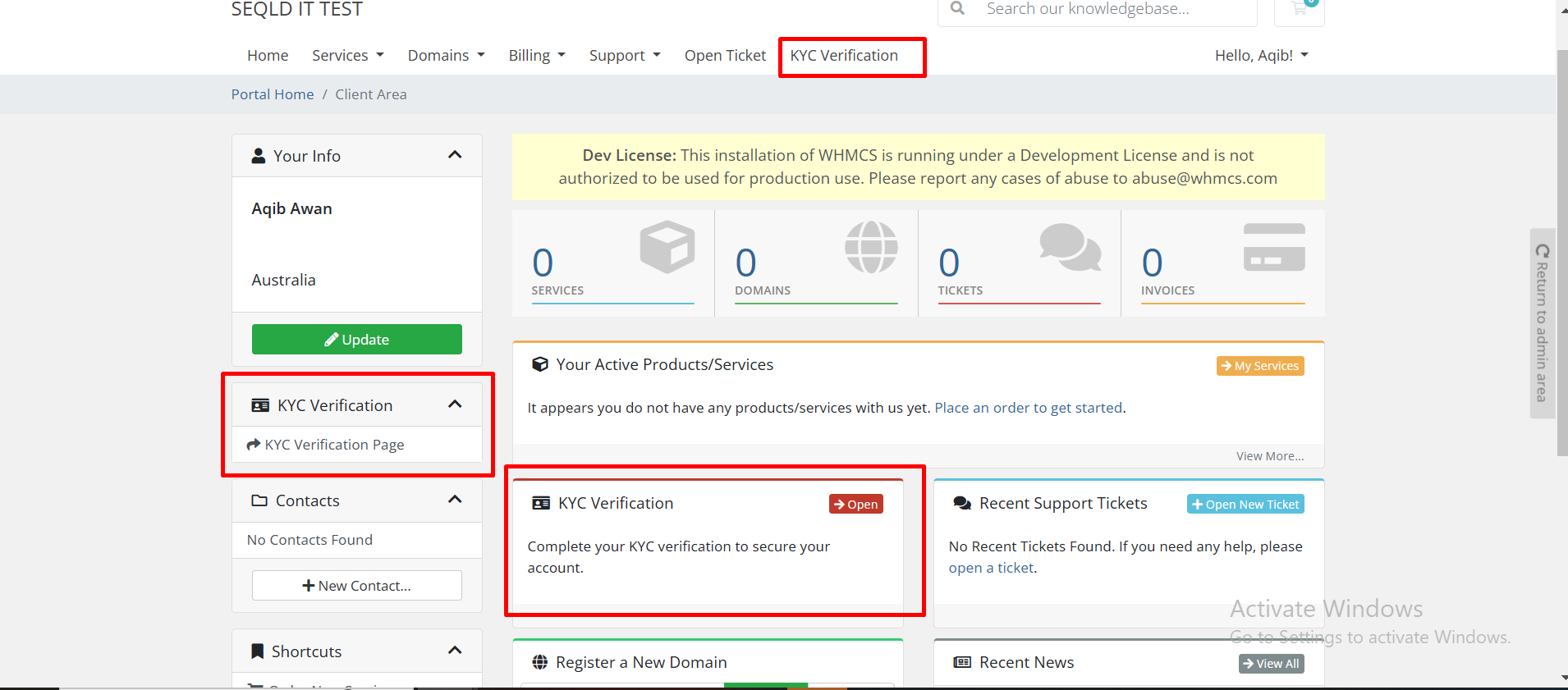 KYC Verification Page