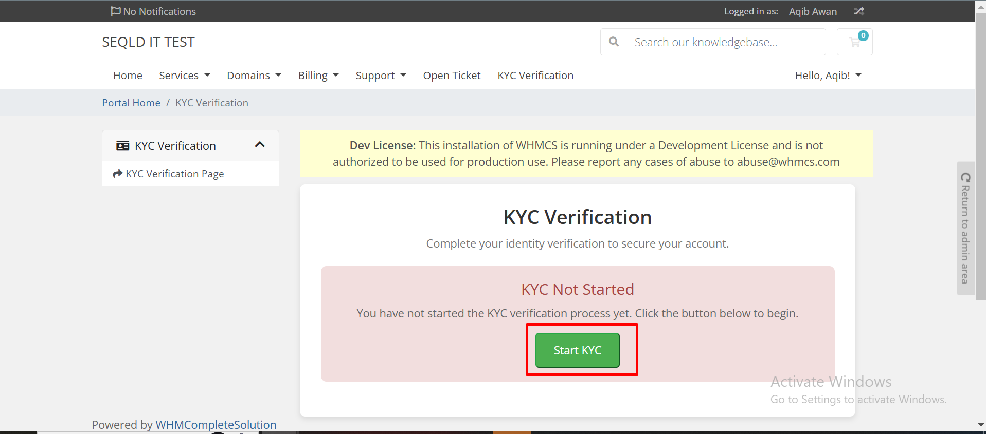 KYC Verification Page